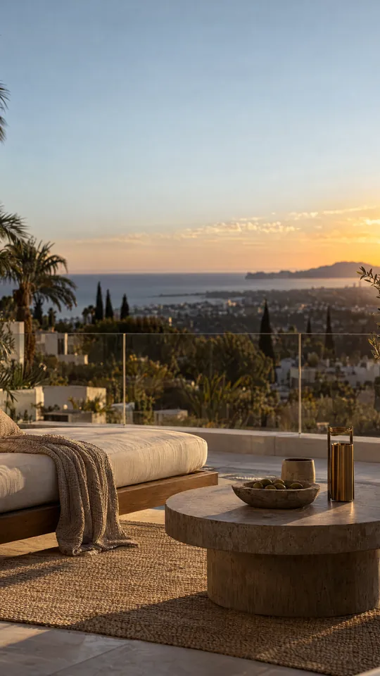 Story de Instagram de una villa con terraza y vistas al mar en Estepona