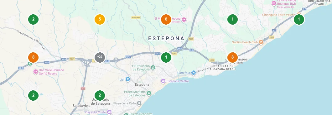 Rejilla de posicionamiento en Google Maps en Estepona